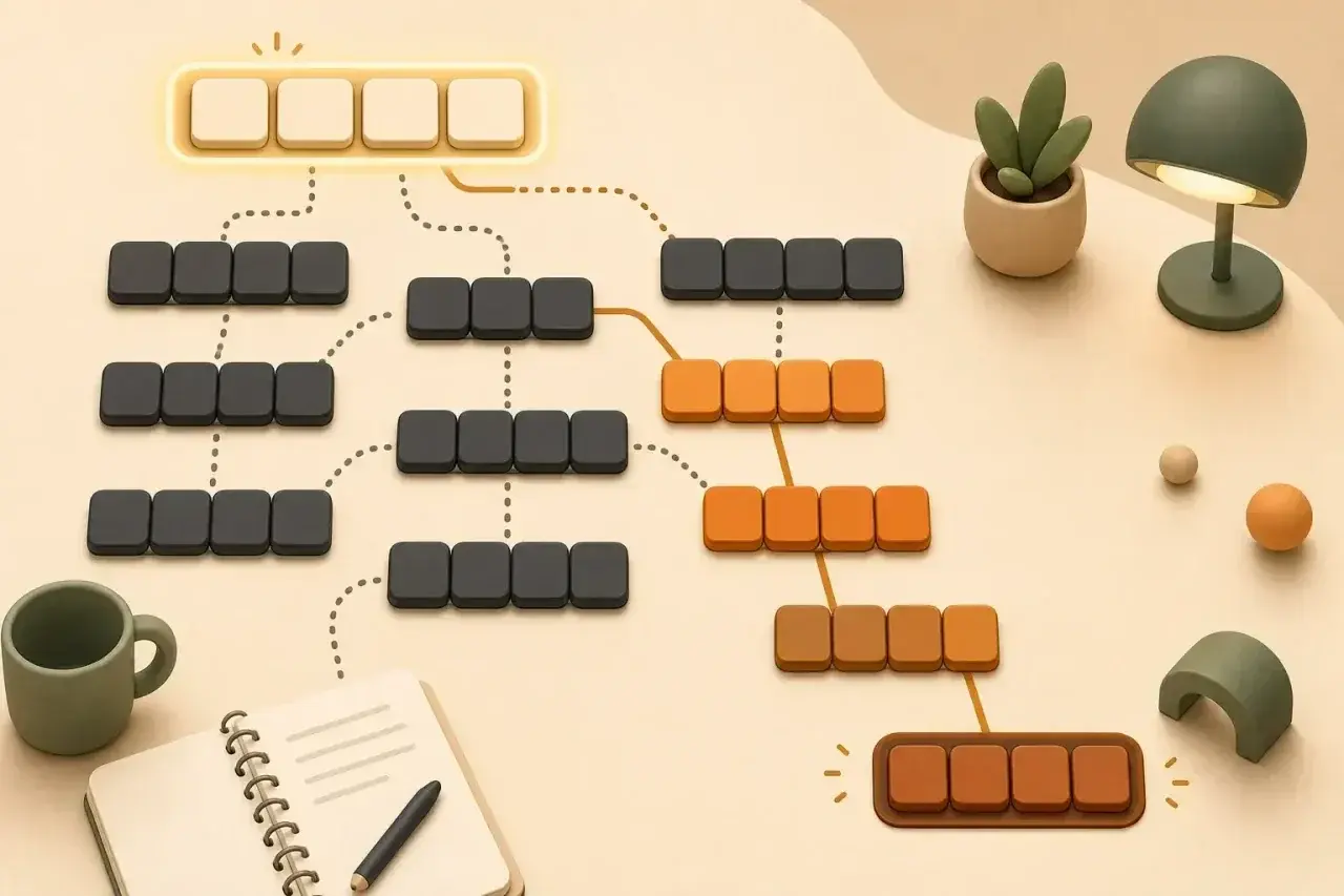 Daily route planning across four-letter tiles